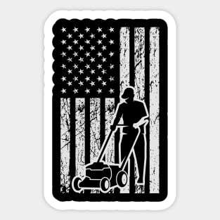 Lown mowing, American Flag, 4th of July Sticker